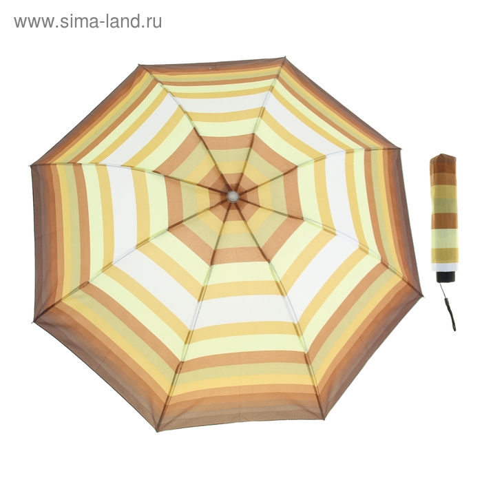 Зонт механический "Полоска", R=53см, цвет коричнево-бежевый - Фото 1