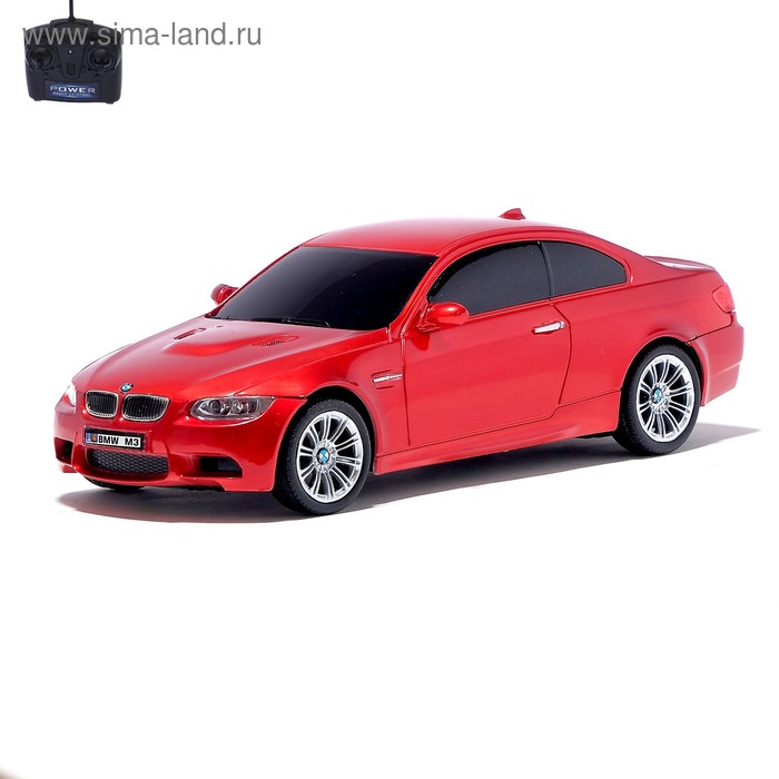 Машина радиоуправляемая BMW M3, 1:24, работает от батареек, свет, цвет красный - Фото 1