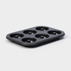 Форма для выпечки Доляна «Пончики», 26,5×17 см, 6 ячеек, антипригарное покрытие, цвет чёрный - фото 4285810