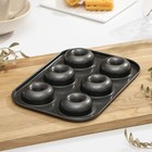 Форма для выпечки Доляна «Пончики», 26,5×17 см, 6 ячеек, антипригарное покрытие, цвет чёрный - фото 4479897