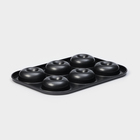 Форма для выпечки Доляна «Пончики», 26,5×17 см, 6 ячеек, антипригарное покрытие, цвет чёрный - Фото 5