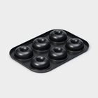 Форма для выпечки Доляна «Пончики», 26,5×17 см, 6 ячеек, антипригарное покрытие, цвет чёрный - фото 4479891