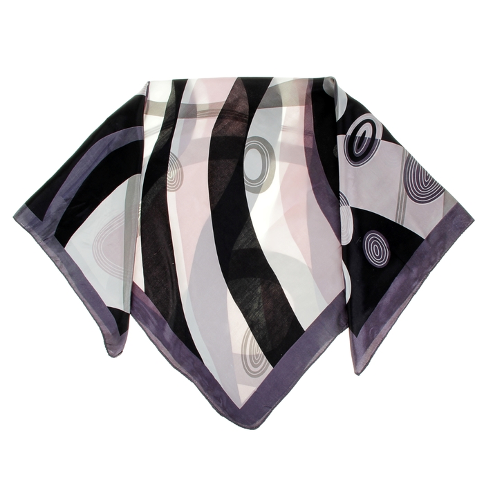 Платок женский "Волна", размер 90х90 см, цвет серый/чёрный - Фото 1