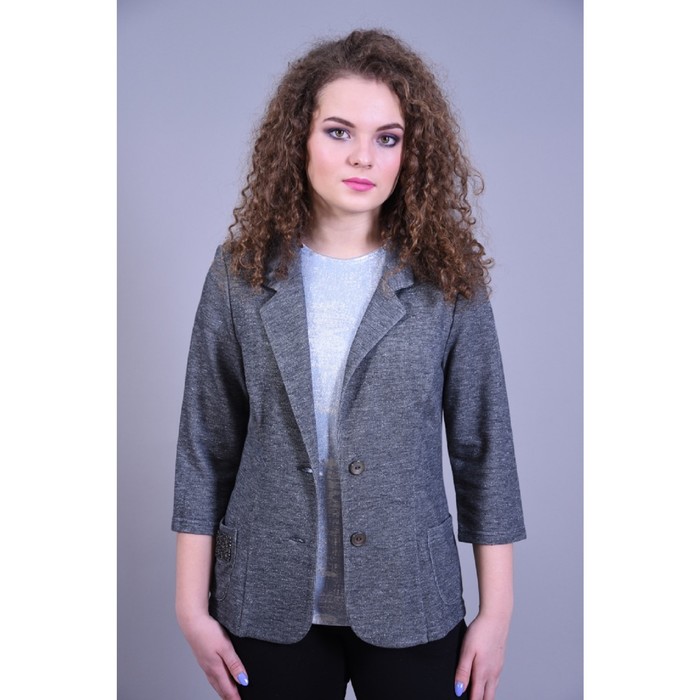Жакет женский, размер 56, цвет Серый меланж 45900