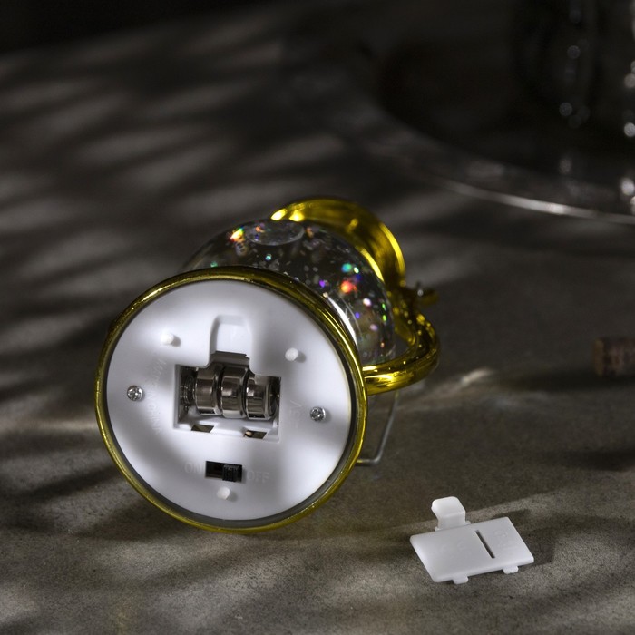 Светодиодная фигура «Золотистый фонарь» 8 × 12 × 6 см, пластик, батарейки AG13х3, свечение тёплое белое - фото 1907038852