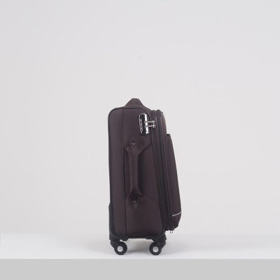Чемодан малый 20", отдел на молнии, наружный карман, с расширением, кодовый замок, 4 колеса, цвет кофе