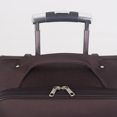 Чемодан малый 20", отдел на молнии, наружный карман, с расширением, кодовый замок, 4 колеса, цвет кофе