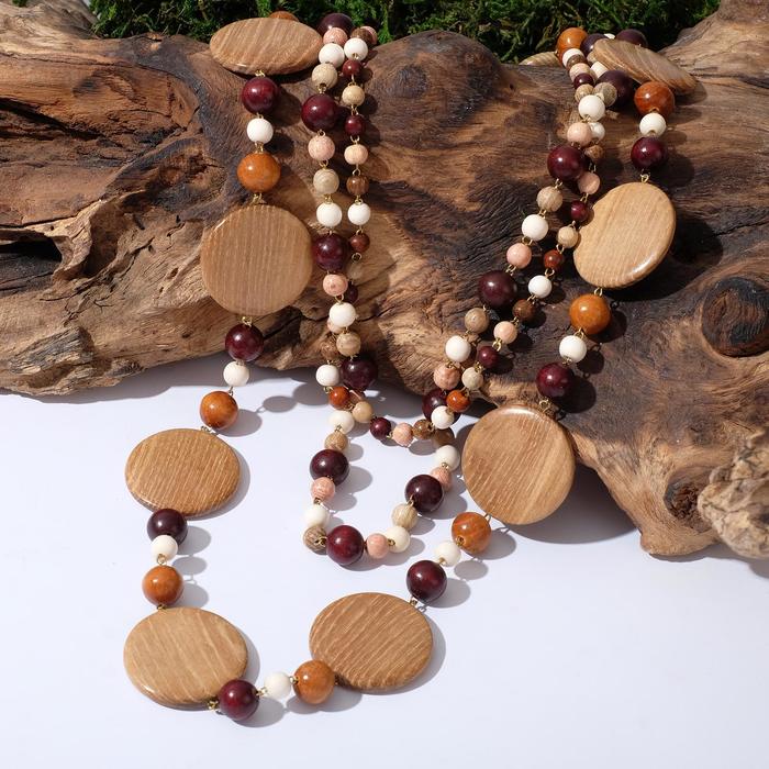 Бусы ручная работа, деревянные «Леди», 60см - Фото 1