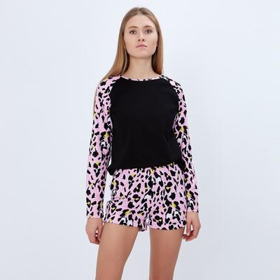 Шорты женские MINAKU "Леопард", размер 50, цвет розовый леопард