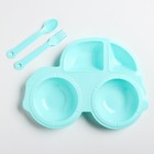 Тарелка детская с вилкой и ложкой, МИКС - Фото 1