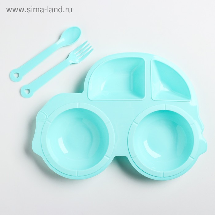 Тарелка детская с вилкой и ложкой, МИКС - Фото 1