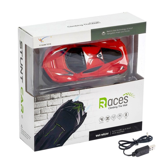 Антигравитационная машинка Racer, радиоуправление, аккумулятор, ездит по стенам, цвет синий 45910