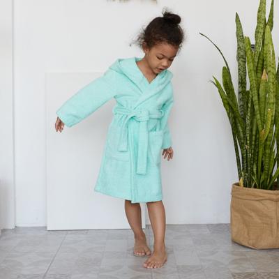 Халат махровый для девочки «Экономь и Я», нежно-бирюзовый, размер 28