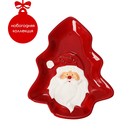 Блюдо керамическое Доляна «Дедушка Мороз», 21,4×17,9×2,7 см, цвет красный - фото 3472500