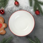 Салатник фарфоровый Доляна «Счастливого Нового Года», 500 мл, d=15,2 см, цвет белый - Фото 2