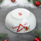 Салатник фарфоровый Доляна «Счастливого Нового Года», 500 мл, d=15,2 см, цвет белый - Фото 3