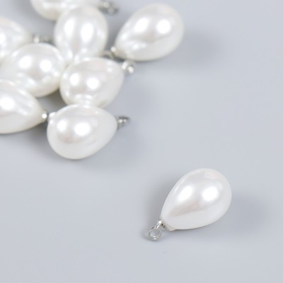 Декор для творчества пластик «Жемчужина-капелька с петелькой» набор 10 шт. 1.4×1 см