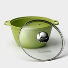 Кастрюля KUKMARA Trendy style, 4 л, d=24 см, h=14.5 см, антипригарное покрытие, стеклянная крышка, литой алюминий, зелёная - Фото 3