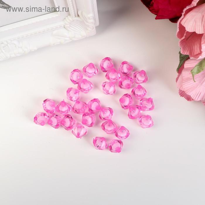 Бусины для творчества пластик "Кристалл-многогранник розовый" набор 20 гр 1,2х1,4 см - Фото 1