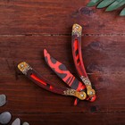 Сувенир деревянный «Нож бабочка» красные линии - Фото 2