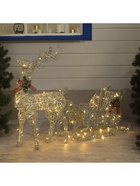 Светодиодная фигура «Олень с санями серебристый», олень: 50×85×18 см, сани: 70×43×22 см, металл, 220 В, свечение тёплое белое - Фото 6