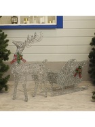 Светодиодная фигура «Олень с санями серебристый», олень: 50×85×18 см, сани: 70×43×22 см, металл, 220 В, свечение тёплое белое - Фото 7