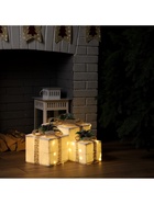 Светодиодная фигура «Подарки с бежевой лентой» 15, 20, 25 см, текстиль, металл, 220 В, свечение тёплое белое - Фото 6