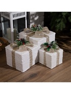 Фигура текстиль "Подарки белые с бежевой лентой" 15х20х25 см, 60 LED, 220V, Т/БЕЛЫЙ - фото 809314452