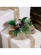 Светодиодная фигура «Подарки с бежевой лентой» 15, 20, 25 см, текстиль, металл, 220 В, свечение тёплое белое - Фото 10