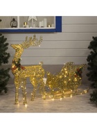 Светодиодная фигура «Олень с санями золотистый», олень: 50×85×18 см, сани: 70×43×22 см, металл, 220 В, свечение тёплое белое - фото 7346379