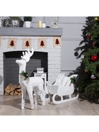 Светодиодная фигура «Олень», 56×76×15 см, текстиль, металл, 220 В, свечение тёплое белое - фото 60781211