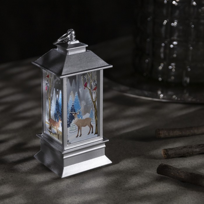 Светодиодная фигура «Фонарь с оленем» 5.5 × 13 × 5.5 см, пластик, батарейки AG13х3, свечение тёплое белое - фото 1886423690