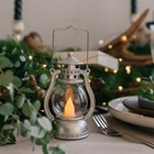 Светодиодная фигура «Серебристый фонарь» 8×12×6 см, пластик, батарейки AG13×3 (в комплекте), свечение тёплое белое - Фото 1