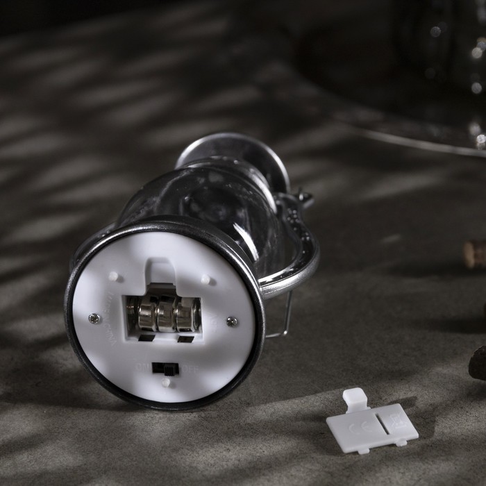 Светодиодная фигура «Серебристый фонарь» 8 × 12 × 6 см, пластик, батарейки AG13х3, свечение тёплое белое - фото 1884964559
