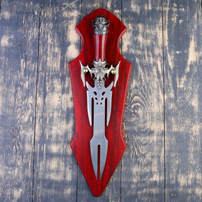 Сувенирный меч на планшете, клинок 27 см, рукоять с головой старца