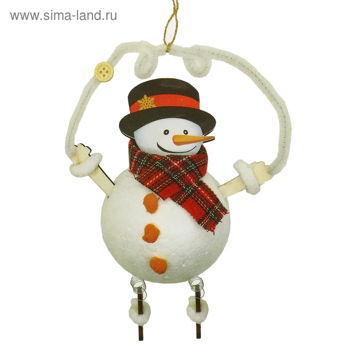 Набор для творчества - создай ёлочное украшение «Снеговичок на проволочке» - Фото 1