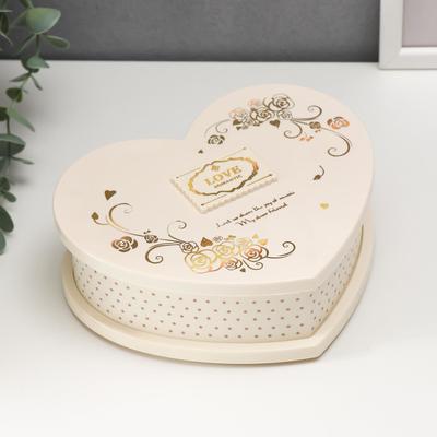 Музыкальная шкатулка механическая «Сердце с золотыми узорами», пластик, 6.5×19.5×16 см
