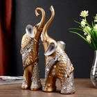 Сувенир полистоун "Золотистые слоны с белыми стразами" набор 2 шт 28,5х21х8,3 см - фото 20982580