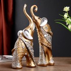 Сувенир полистоун "Золотистые слоны с белыми стразами" набор 2 шт 28,5х21х8,3 см - фото 20982581