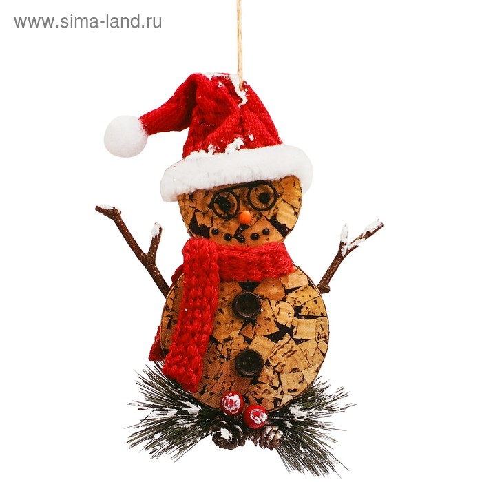 Набор для творчества - создай ёлочное украшение «Деревянный снеговичок» - Фото 1
