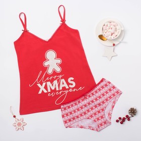Комплект женский (майка, шорты) KAFTAN "Xmas", размер 50, цвет красный 4344140