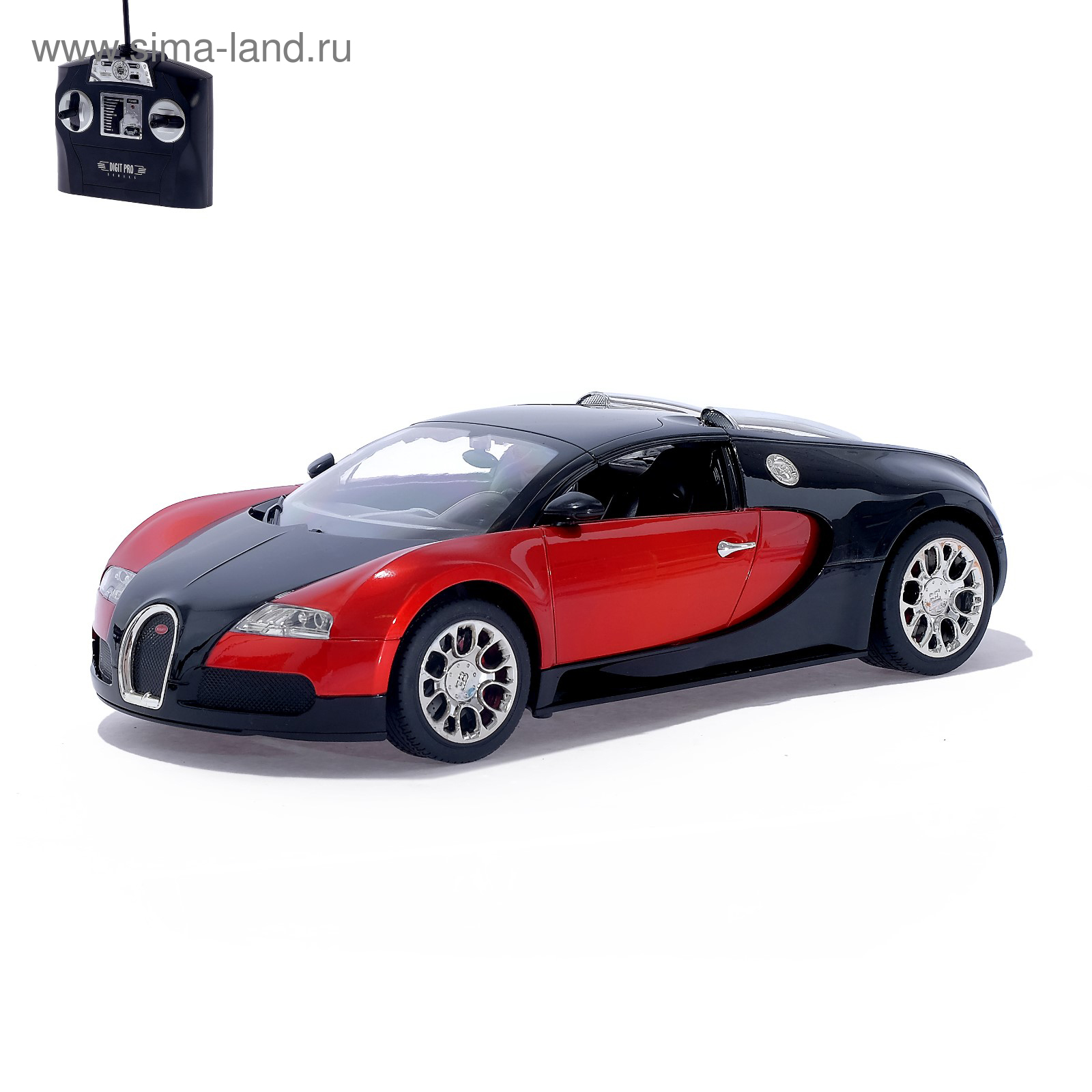 Машина радиоуправляемая Bugatti Veyron, 1:14, работает от аккумулятора,  свет, цвет красный