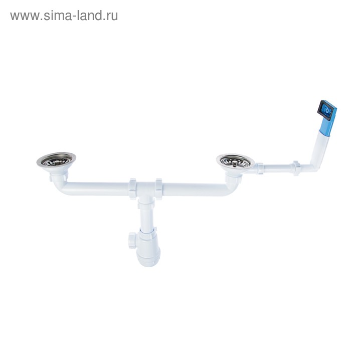 Сифон для мойки "АНИ Пласт" A3045, 3 1/2"х40 мм, двойной, с прямоугольным переливом - Фото 1