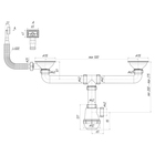 Сифон для мойки "АНИ Пласт" A3045, 3 1/2"х40 мм, двойной, с прямоугольным переливом - Фото 3