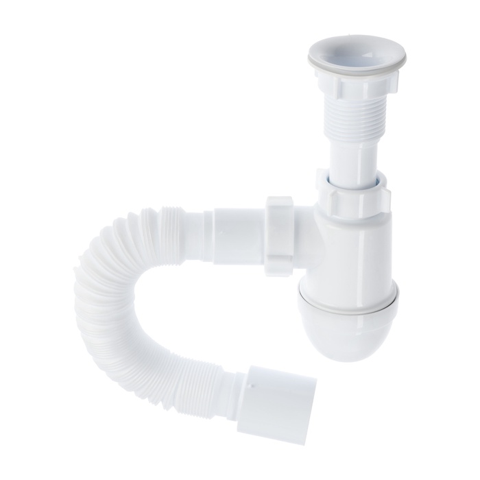 Сифон для мойки «АНИ Пласт» Варяг C5010, 1 1/2"х40 мм, с гофрированной трубой 40×50 мм - Фото 1