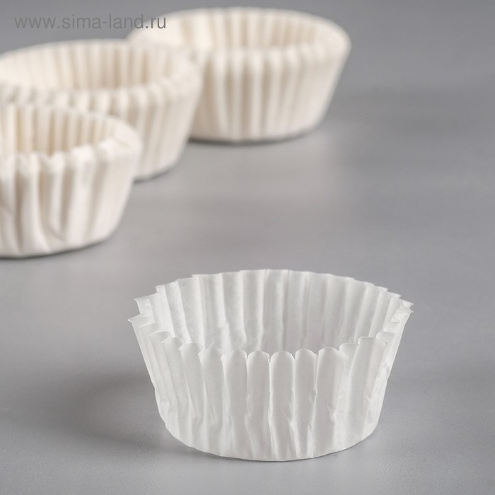 Форма для конфет бумажная, одноразовая, 3×1.5 см, белая - Фото 1
