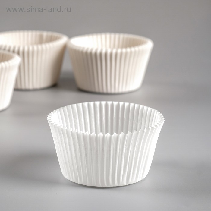 Форма для выпечки кексов, бумажная, одноразовая, 5×3.5 см, белая - Фото 1