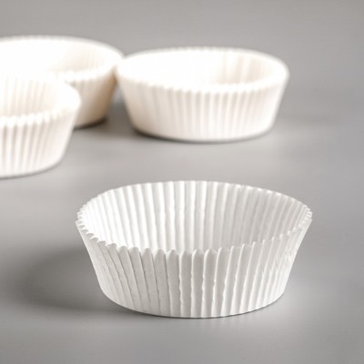 Форма для выпечки кексов, бумажная, одноразовая, 6×2.5 см, белая