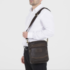 Планшет мужской, отдел на молнии, 3 наружных кармана, длинный ремень, цвет коричневый - Фото 6