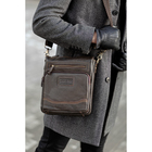 Планшет мужской, отдел на молнии, 3 наружных кармана, длинный ремень, цвет коричневый - Фото 1